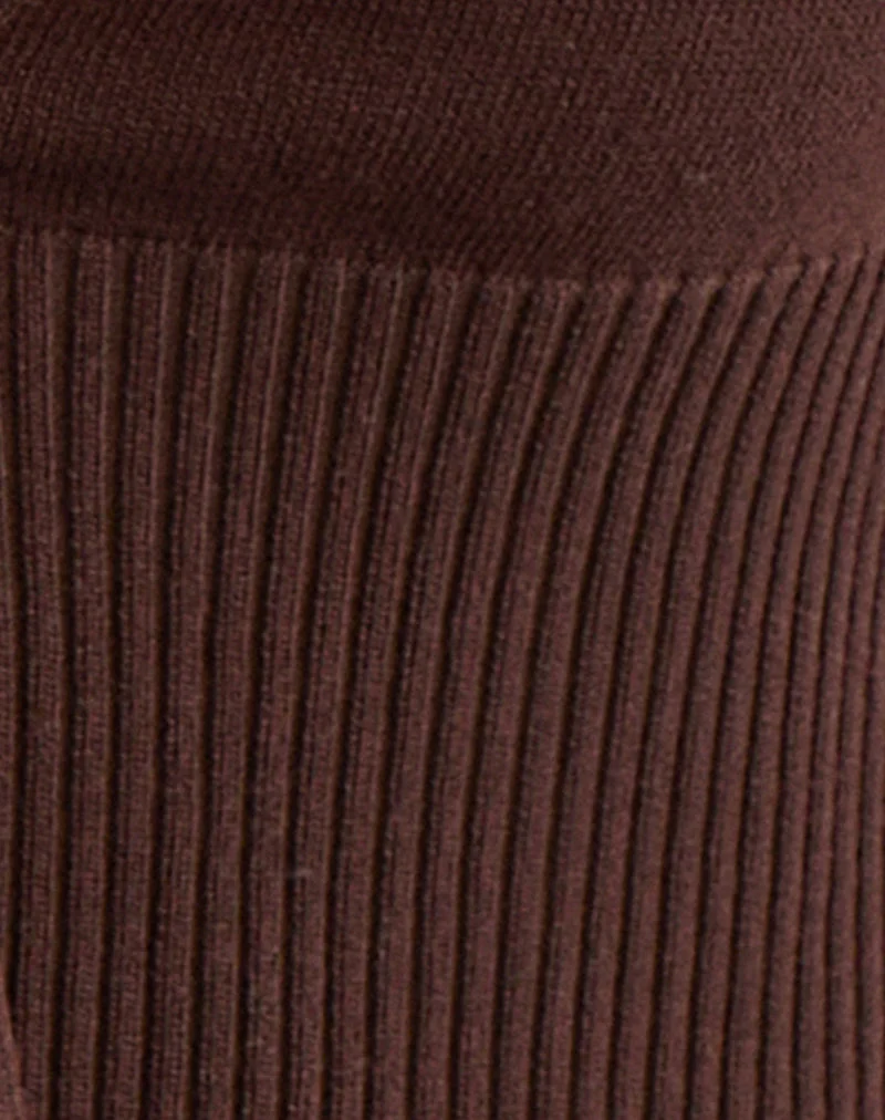Nalo Kurzarm Cardi in Dunkelbraun