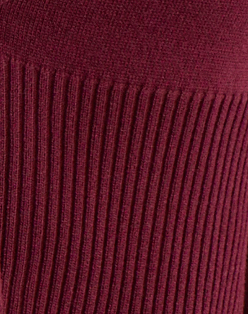Langärmelige Strickjacke Niyah in Burgunderrot