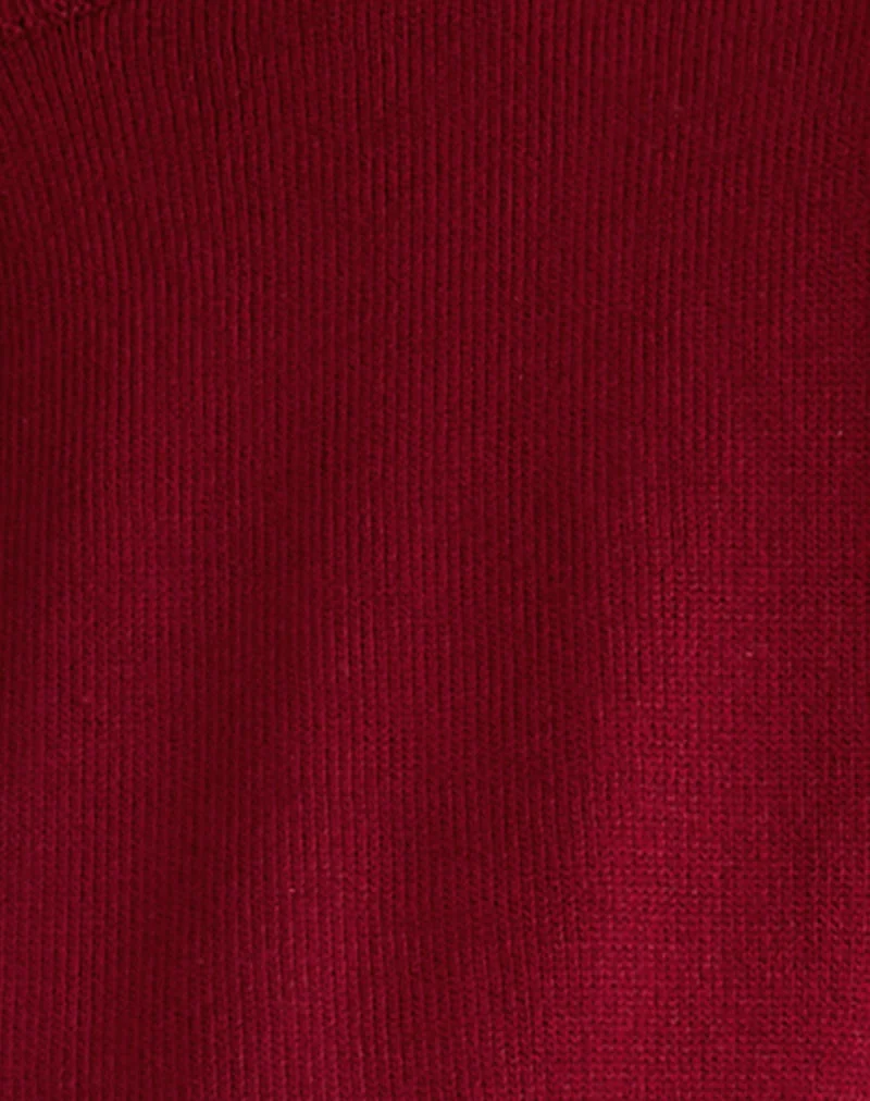 Nuha Gekürzte Strickjacke in Burgunderrot