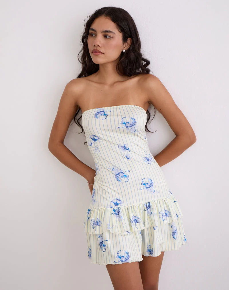 Sitav Kleid in Creme mit floralen Streifen