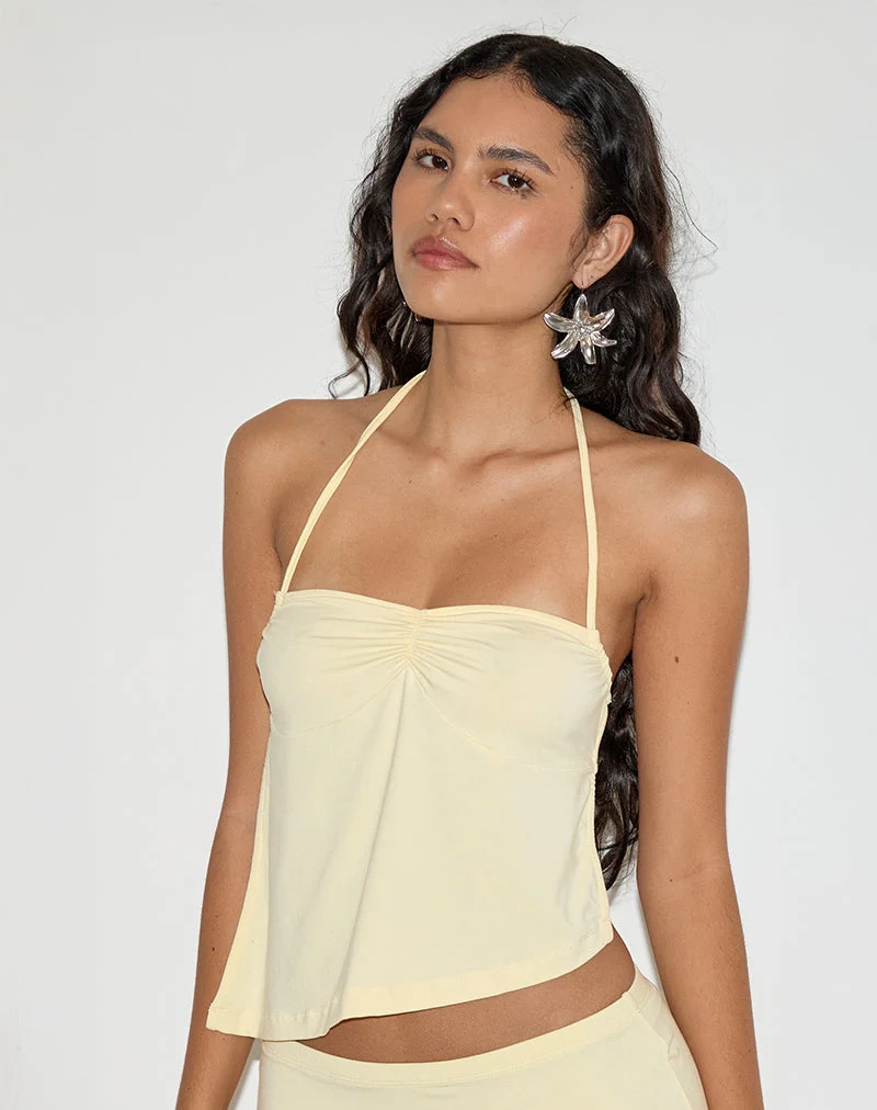 Kins Asymmetrisches Neckholder-Top aus Rayon Lemon
