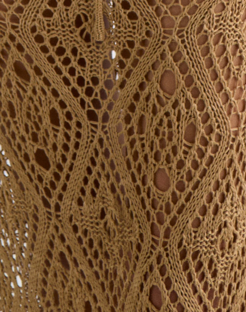 Diora Tie Front Rock aus Häkelkamel