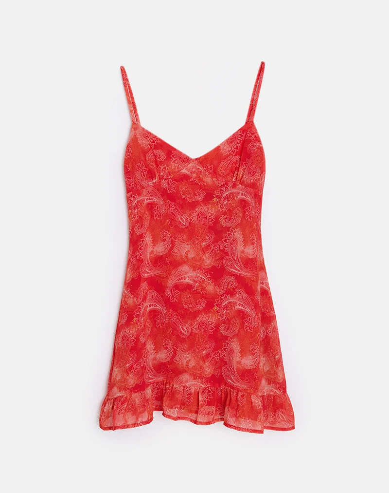Mireya Minikleid aus Paisley-Chiffon Rot