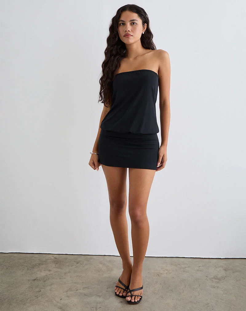 Belia Minikleid mit geschnürter Taille in Schwarz