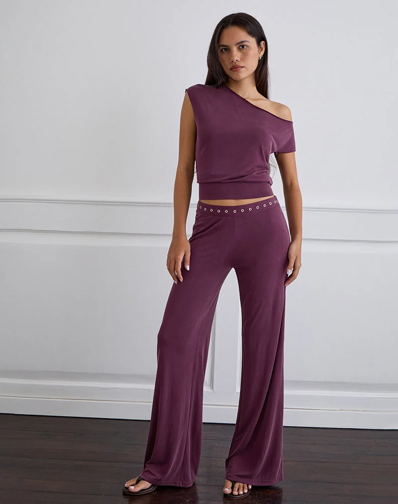 Elysian Asymmetrisches Top aus Cupro Pflaume