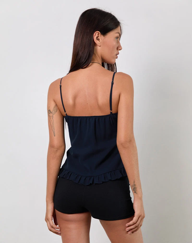Nehla Cami Top aus Chiffon Blau Graphit