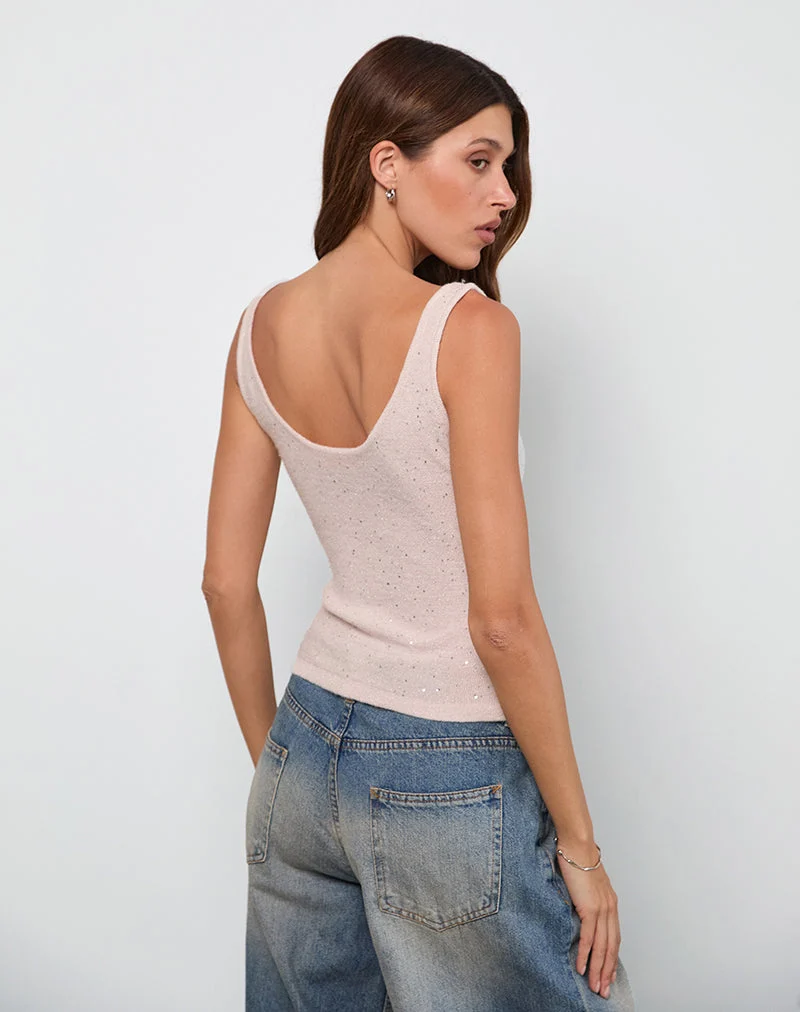 Sepai Vest Top in verstreutem Paillettenrosa