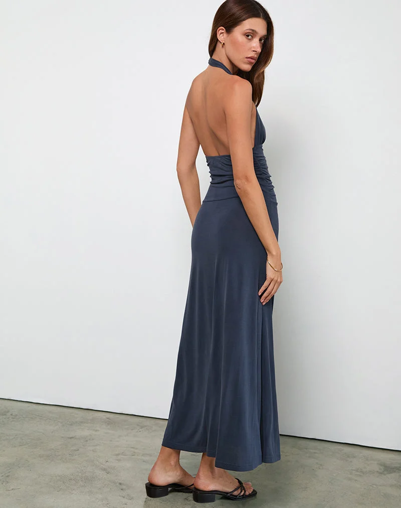 Ryoko Maxikleid aus Cupro Ocean Storm