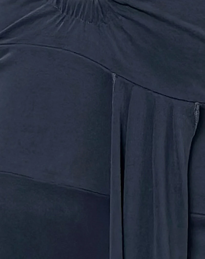 Ryoko Maxikleid aus Cupro Ocean Storm