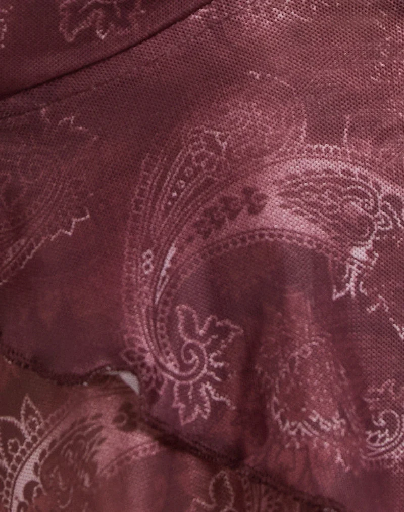 Cojira Top aus Mesh mit Paisley-Pflaume
