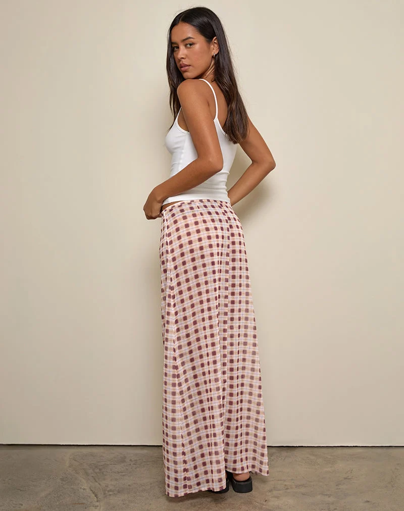 Surina Maxirock aus Chiffon mit verschwommenem Karo Pfirsich