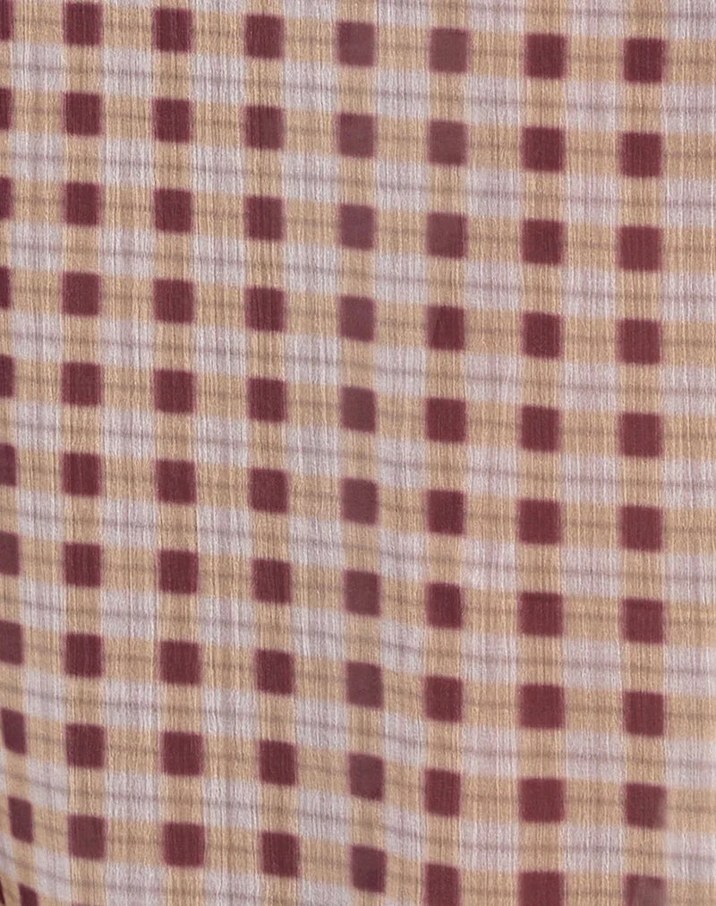 Surina Maxirock aus Chiffon mit verschwommenem Karo Pfirsich