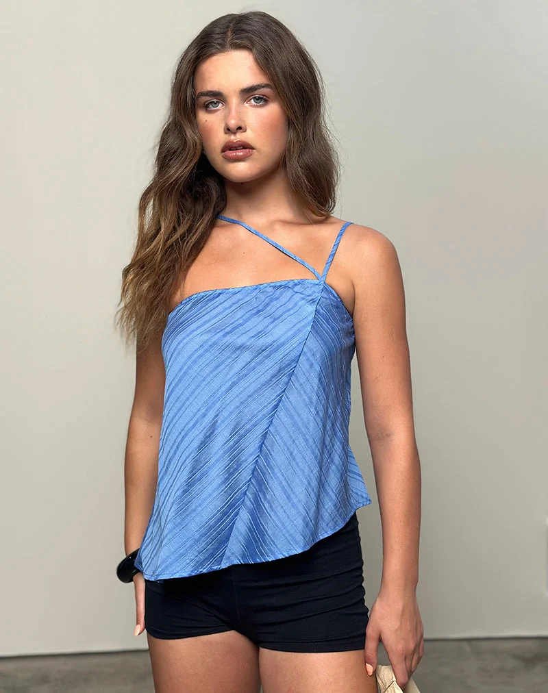 Narella Top aus Chiffonstreifen Blau