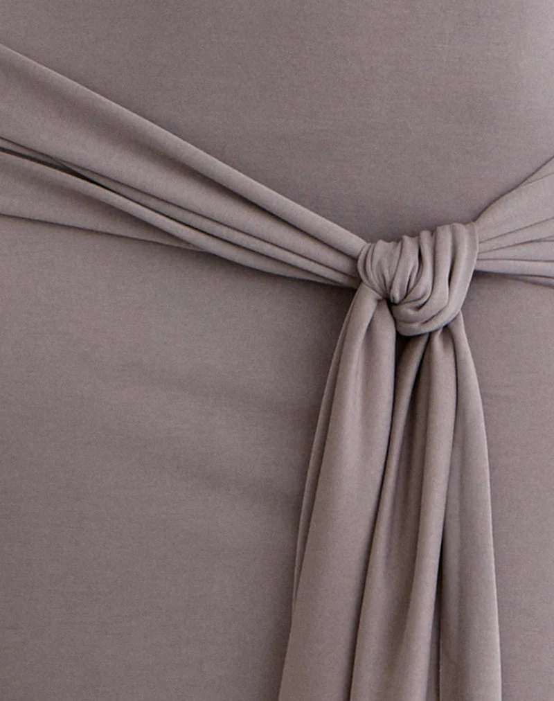 Zeya Maxikleid aus Cupro Taupe Grau