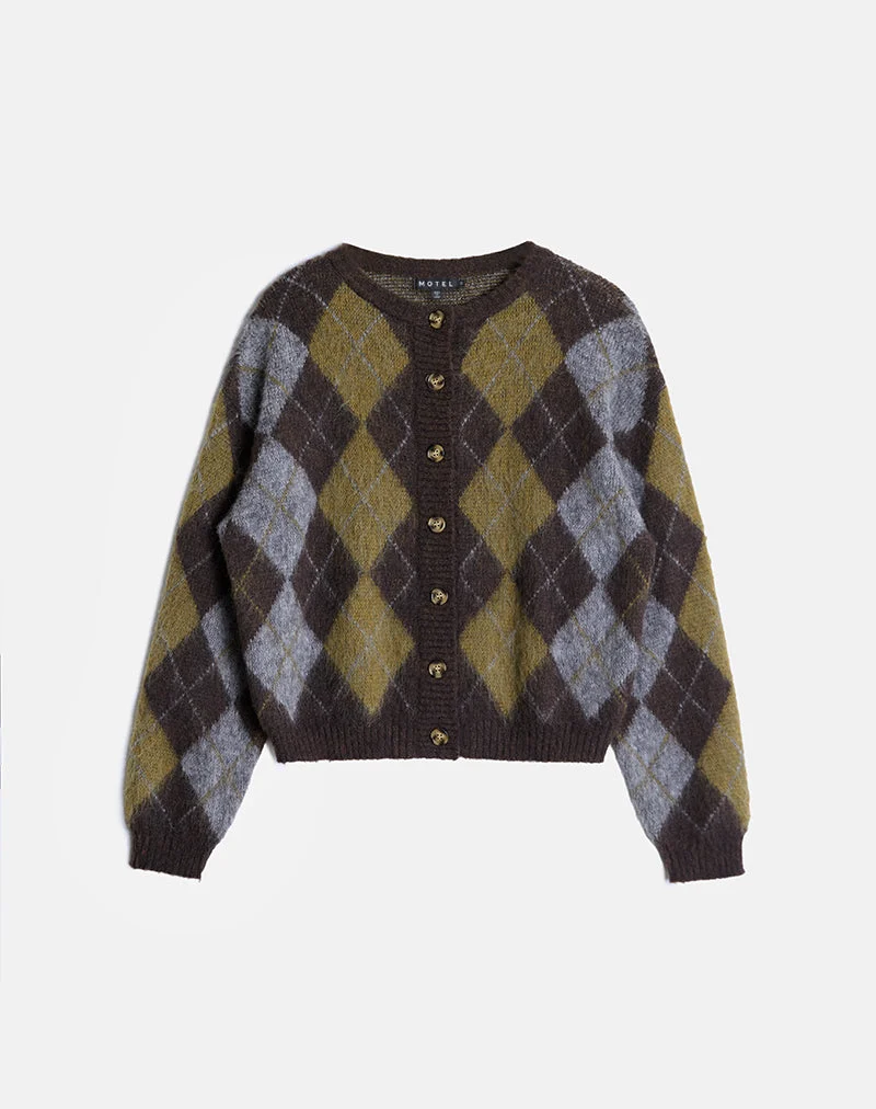Eliana Strickjacke in Argyle Braun