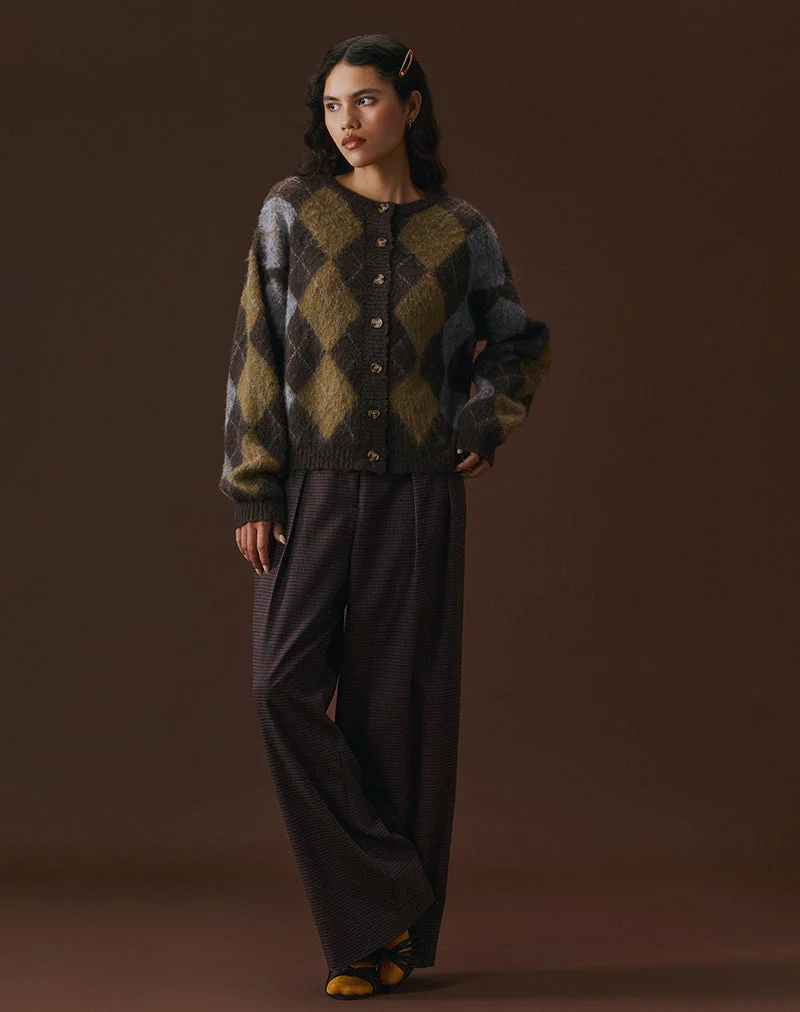 Eliana Strickjacke in Argyle Braun
