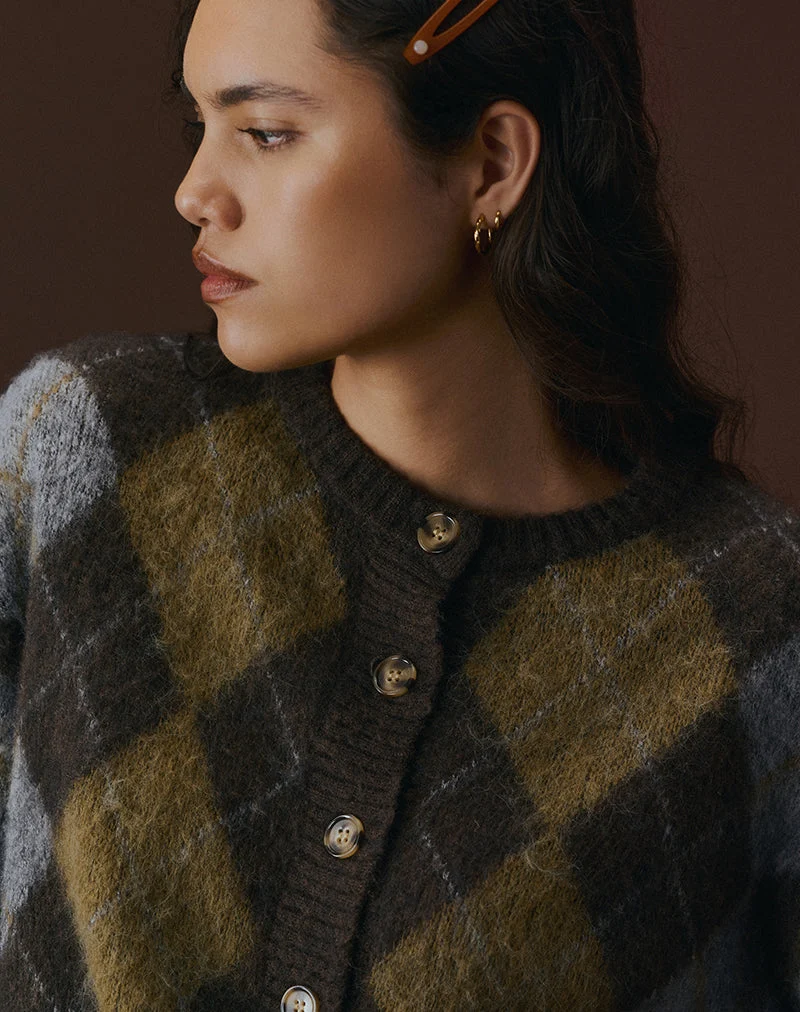 Eliana Strickjacke in Argyle Braun