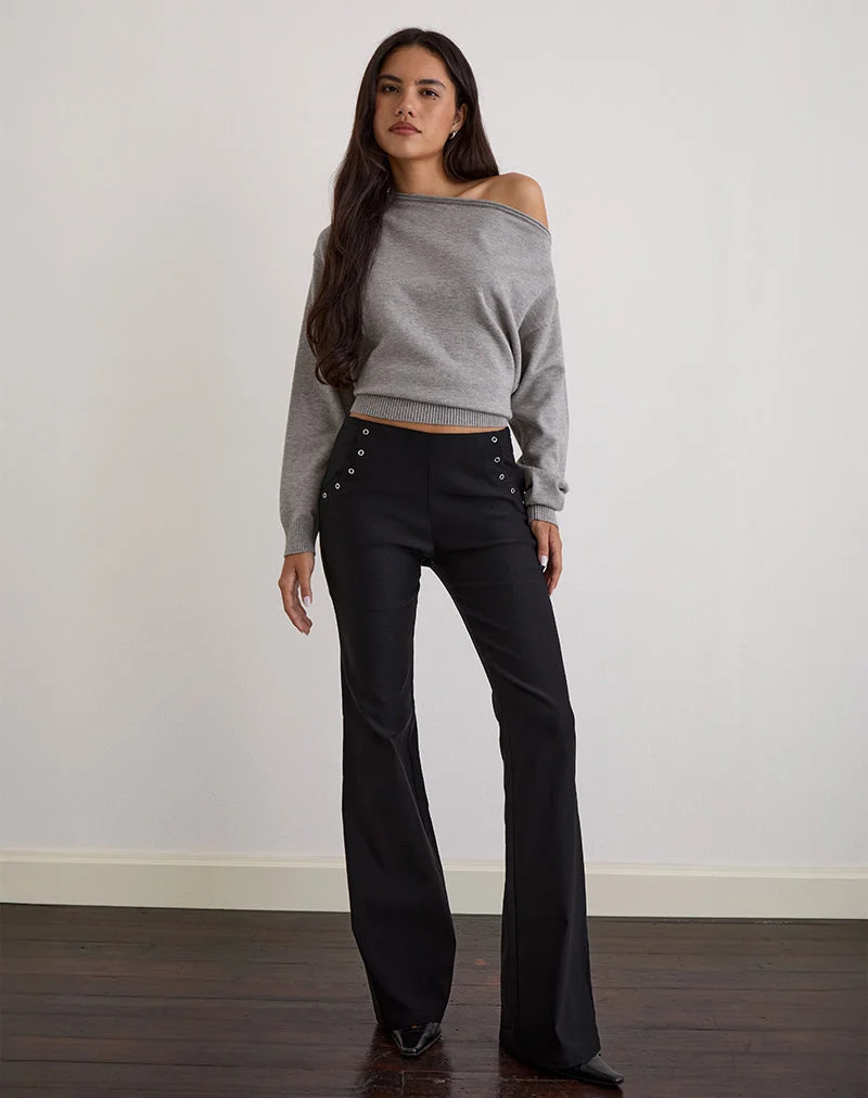 Olira Schlaghose mit Ösen in Tailored Black