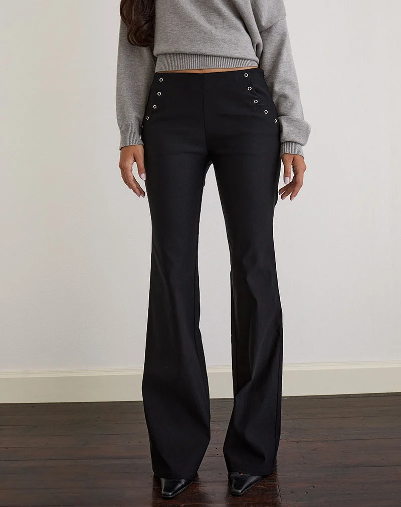 Olira Schlaghose mit Ösen in Tailored Black