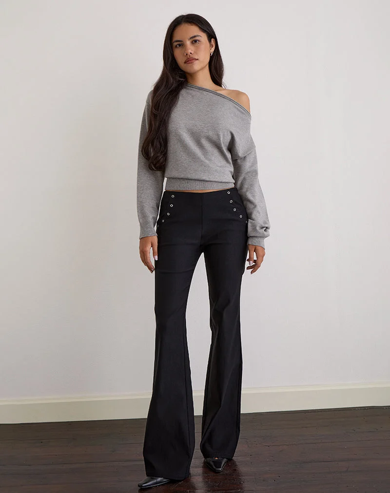 Olira Schlaghose mit Ösen in Tailored Black