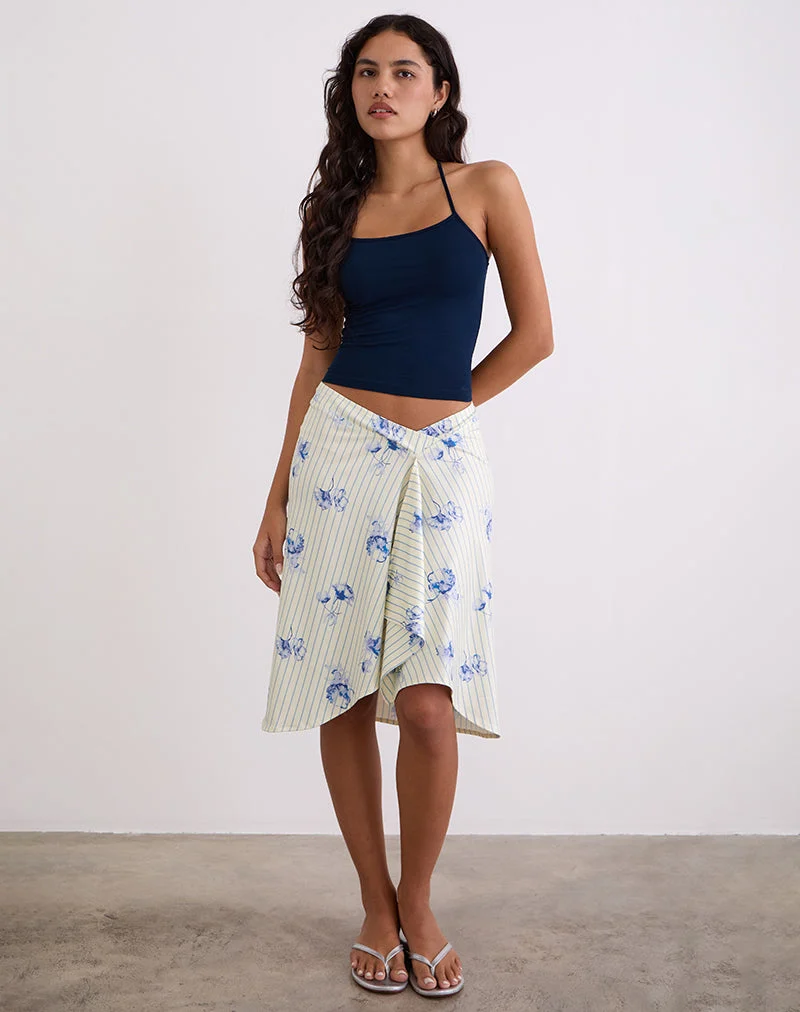 Esmeray Midirock in Creme mit floralen Streifen