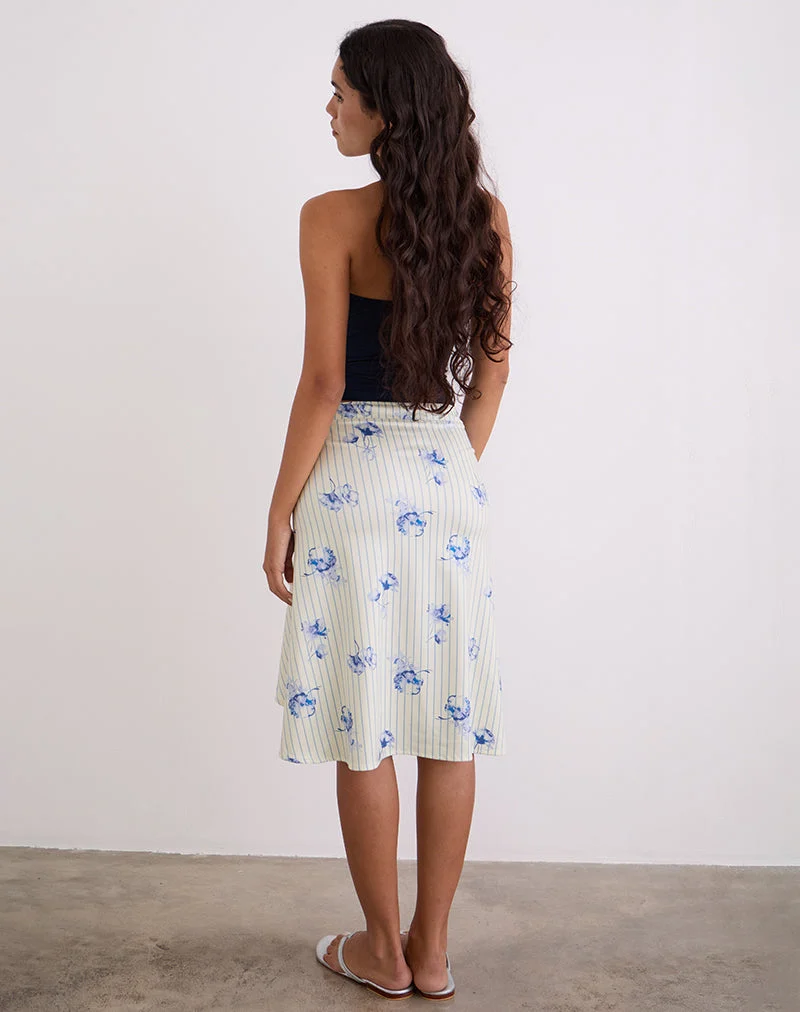 Esmeray Midirock in Creme mit floralen Streifen