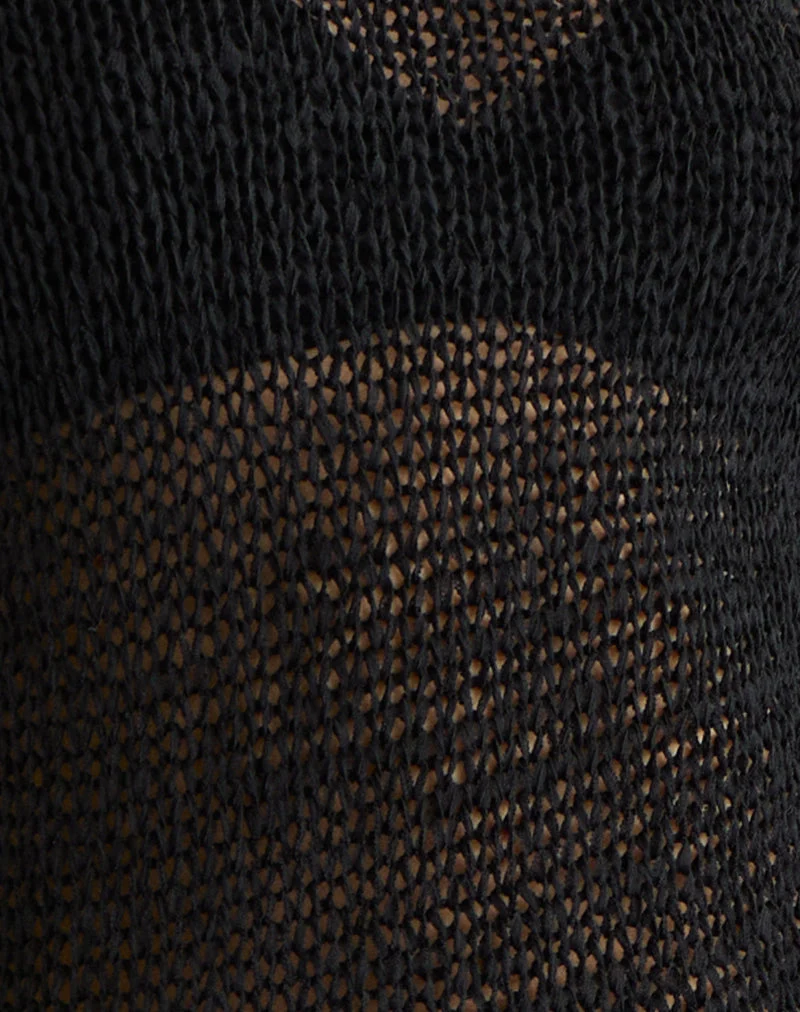 Rajiya Open Weave Pullover in Schwarz