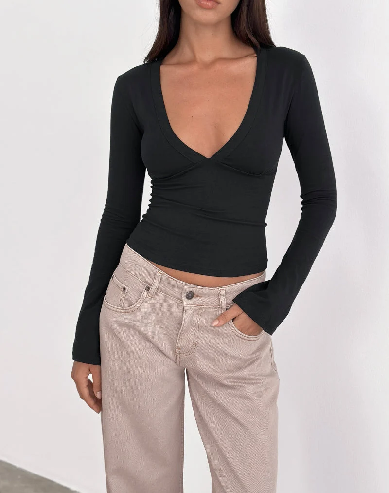 Emesy Langärmeliges Top in Schwarz