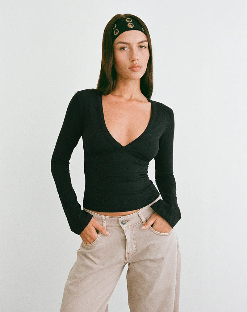Emesy Langärmeliges Top in Schwarz