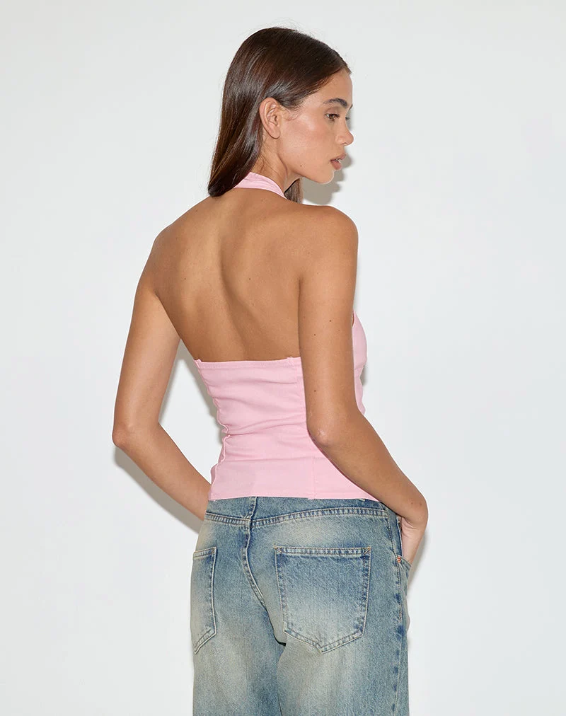 Oorja Neckholder-Top in Tailoring Babyrosa