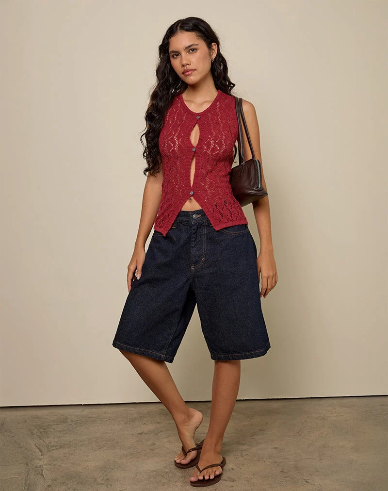 Birama Knopf-Tank-Top in Rot gestrickt