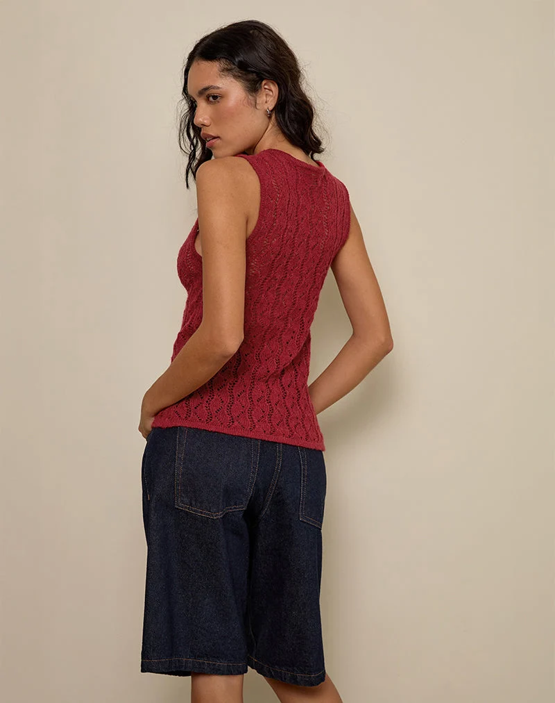 Birama Knopf-Tank-Top in Rot gestrickt