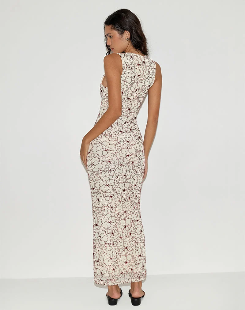 Hoover Maxikleid in Line Flower Creme