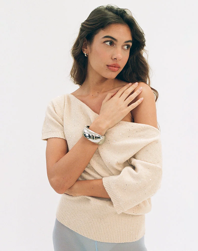 Darusa Top in Gold mit verstreuten Pailletten