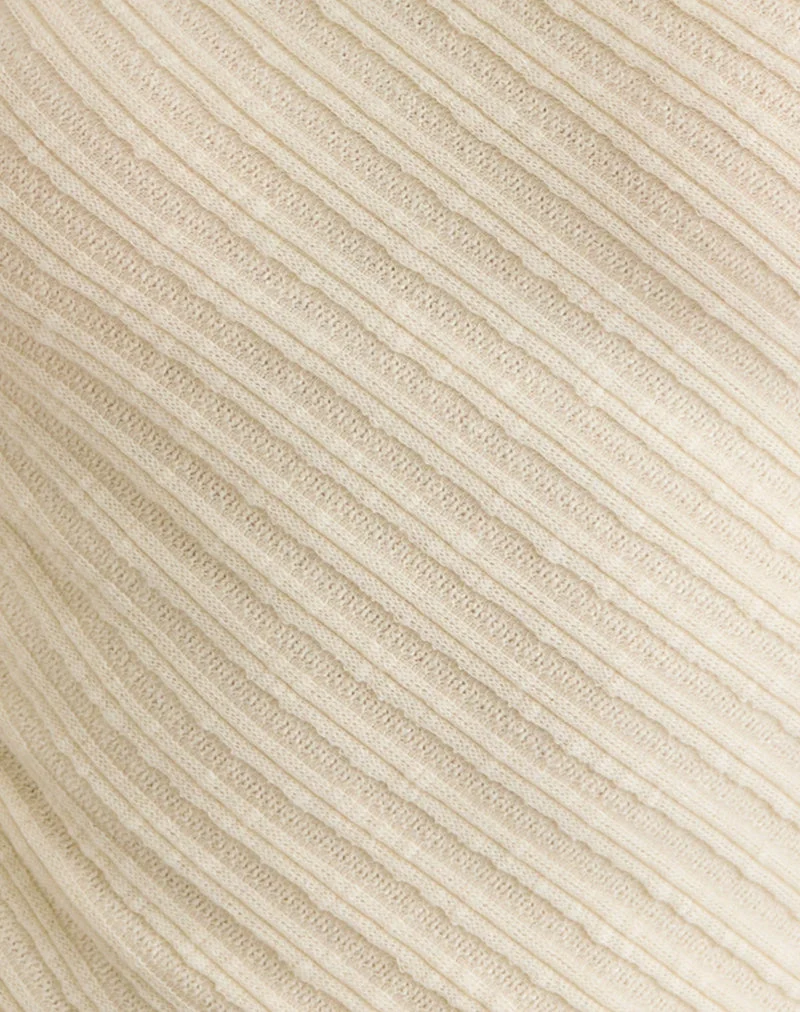 Rusana Top aus transparentem Diagonalstrick Buttercreme