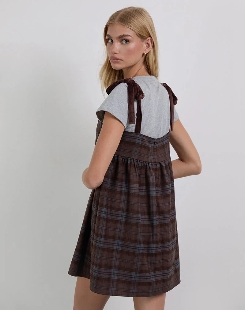 Mikayla Minikleid in Burgund und blauem Karo