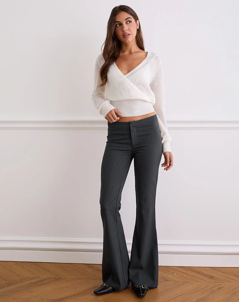 Malvinas Hose in Tailoring Grau Gestreift