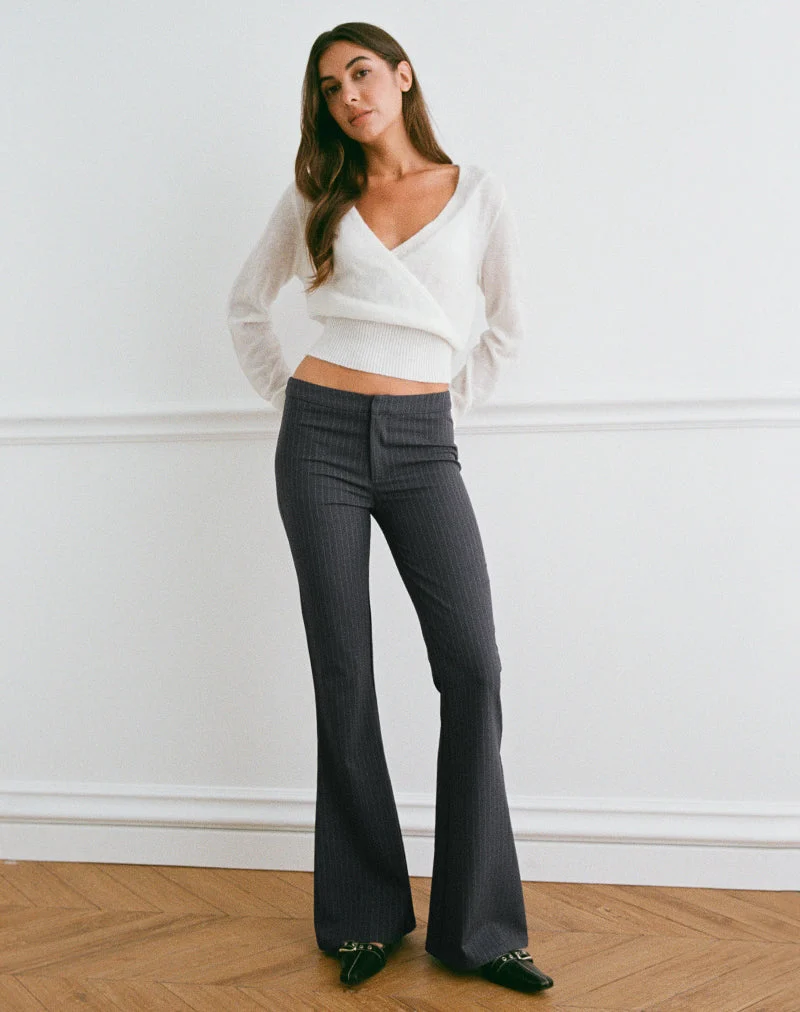 Malvinas Hose in Tailoring Grau Gestreift