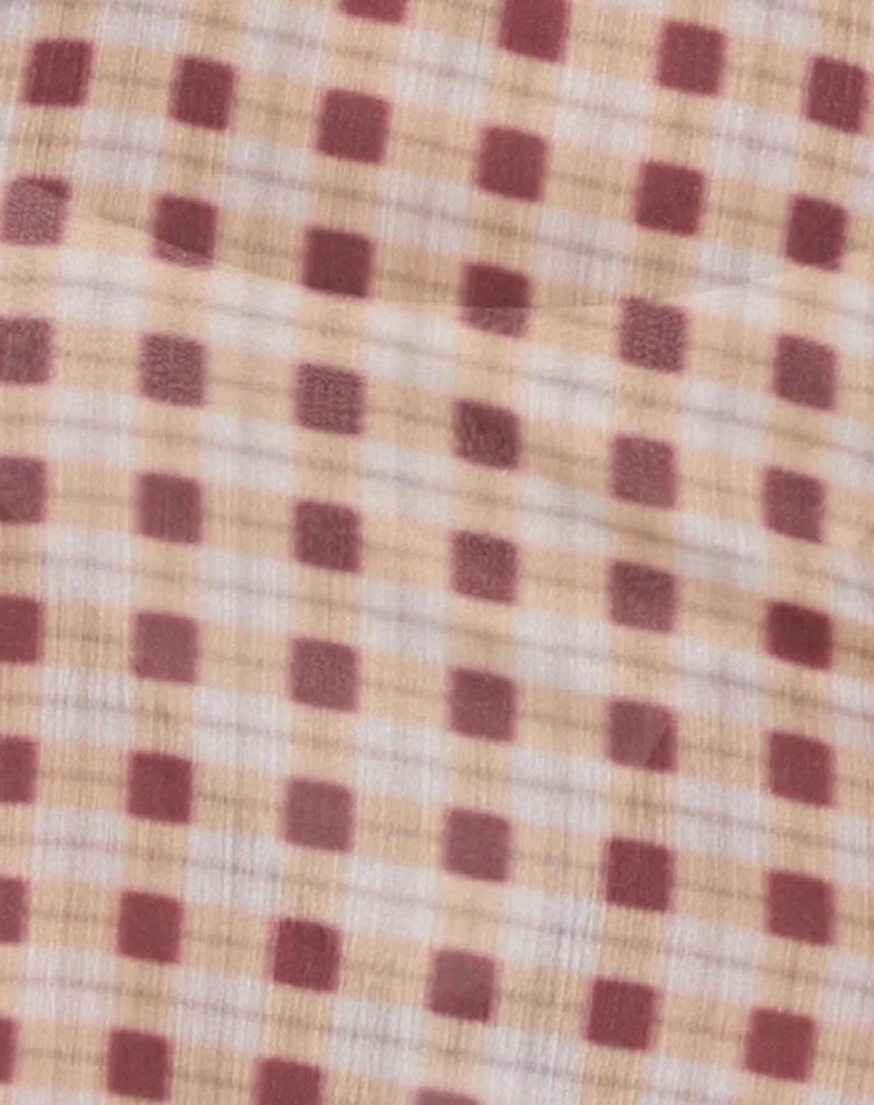 Driti Maxikleid aus Chiffon mit verschwommenem Karo Pfirsich