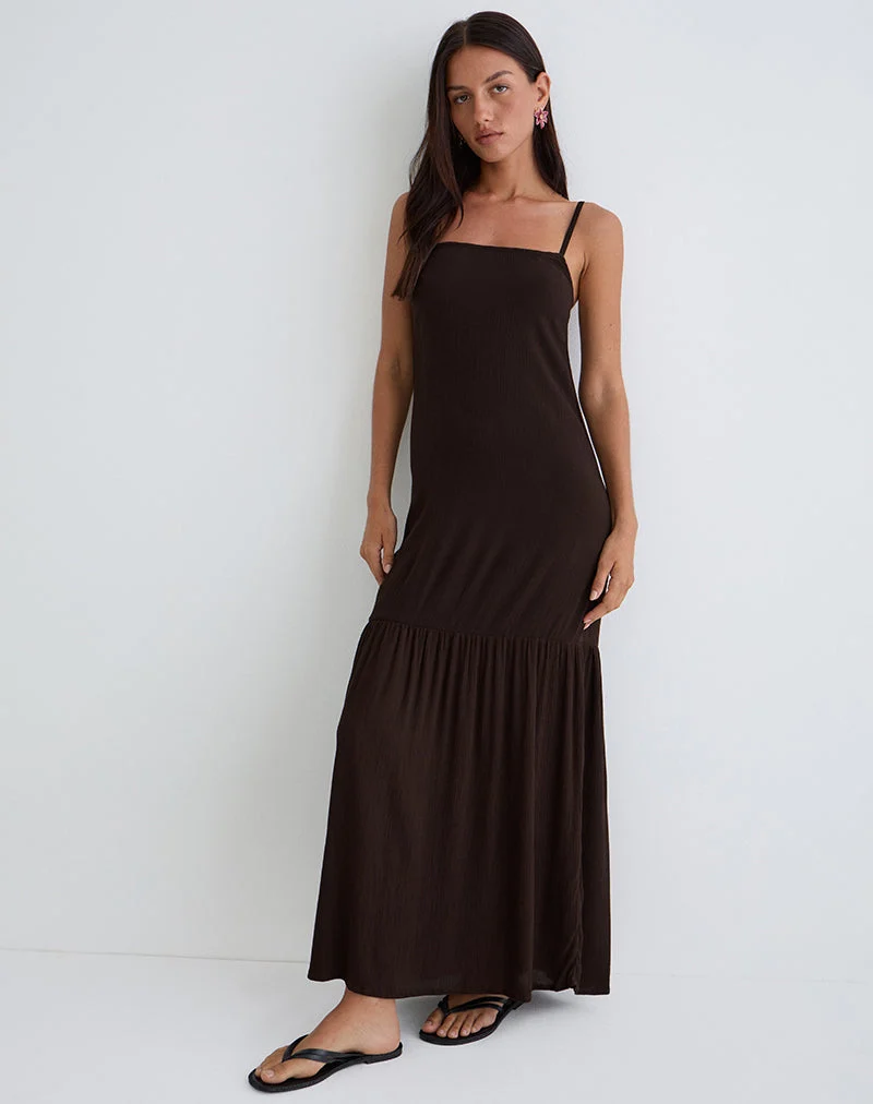 Jenesis Maxikleid in Crinkle Bitter Chocolate
