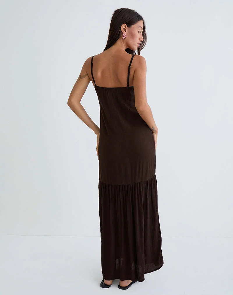 Jenesis Maxikleid in Crinkle Bitter Chocolate