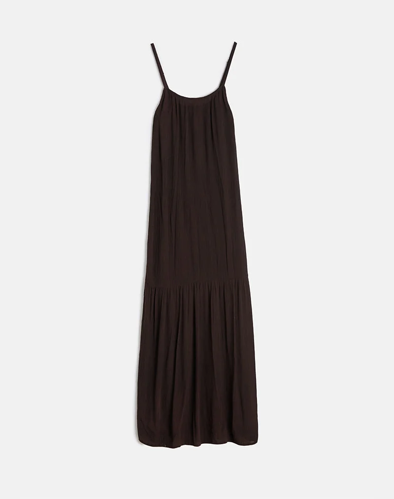 Jenesis Maxikleid in Crinkle Bitter Chocolate