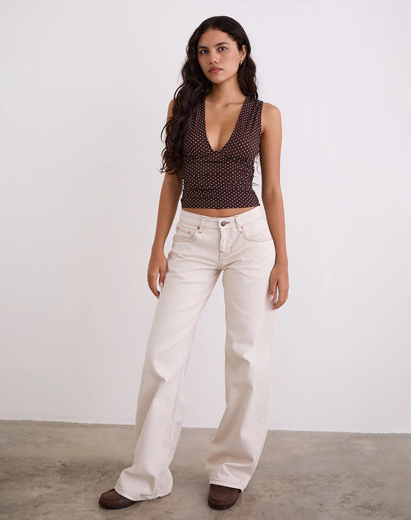 Lycia Oberteil in Micro Polka Braun