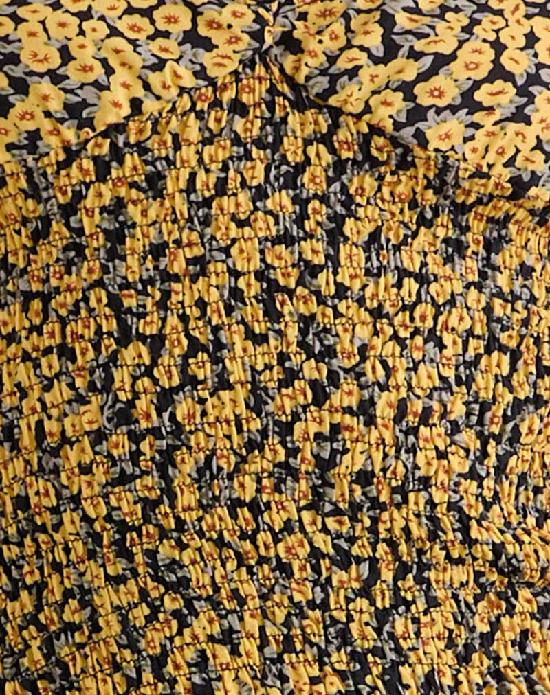 Shizu Oberteil mit langen Ärmeln in Mini Bloom Gelb
