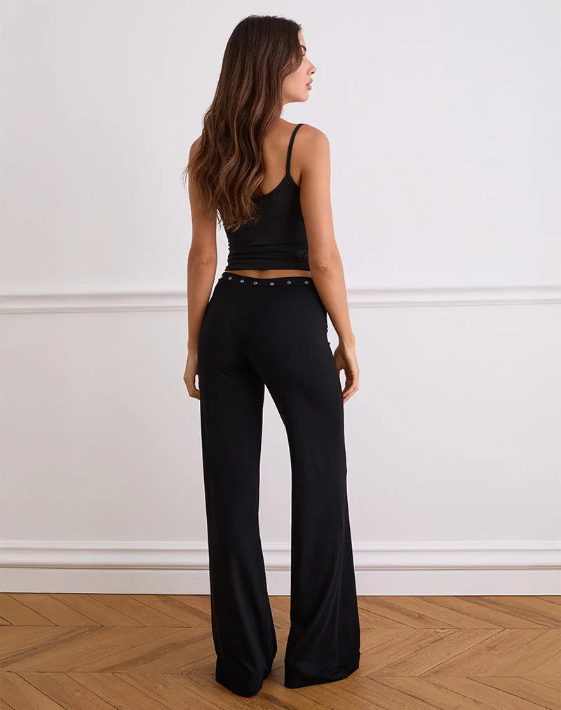 Dorala Low-Rise-Hose mit Ösen in Schwarz