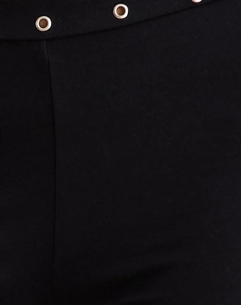 Dorala Low-Rise-Hose mit Ösen in Schwarz