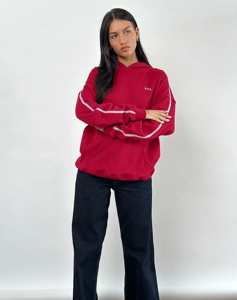 Kamari Hoodie in Adrenalin Rot mit Violett M Stickerei