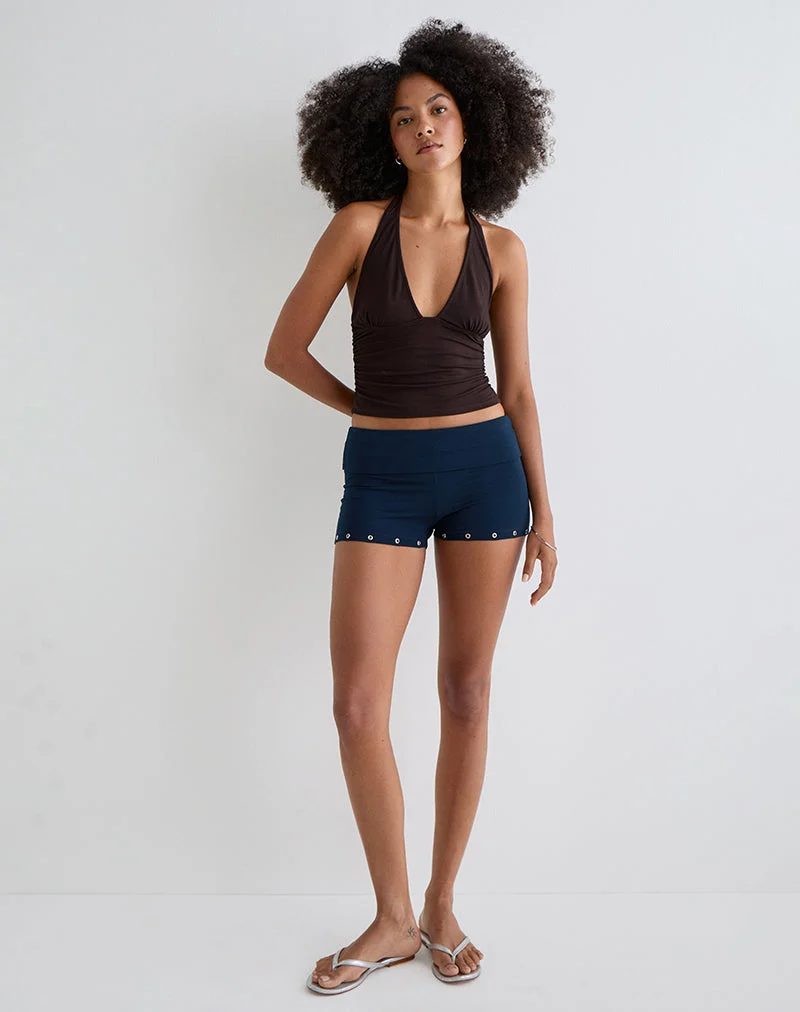 Amane Foldover Short aus Rayon Jersey Navy