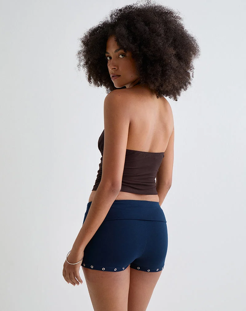 Amane Foldover Short aus Rayon Jersey Navy