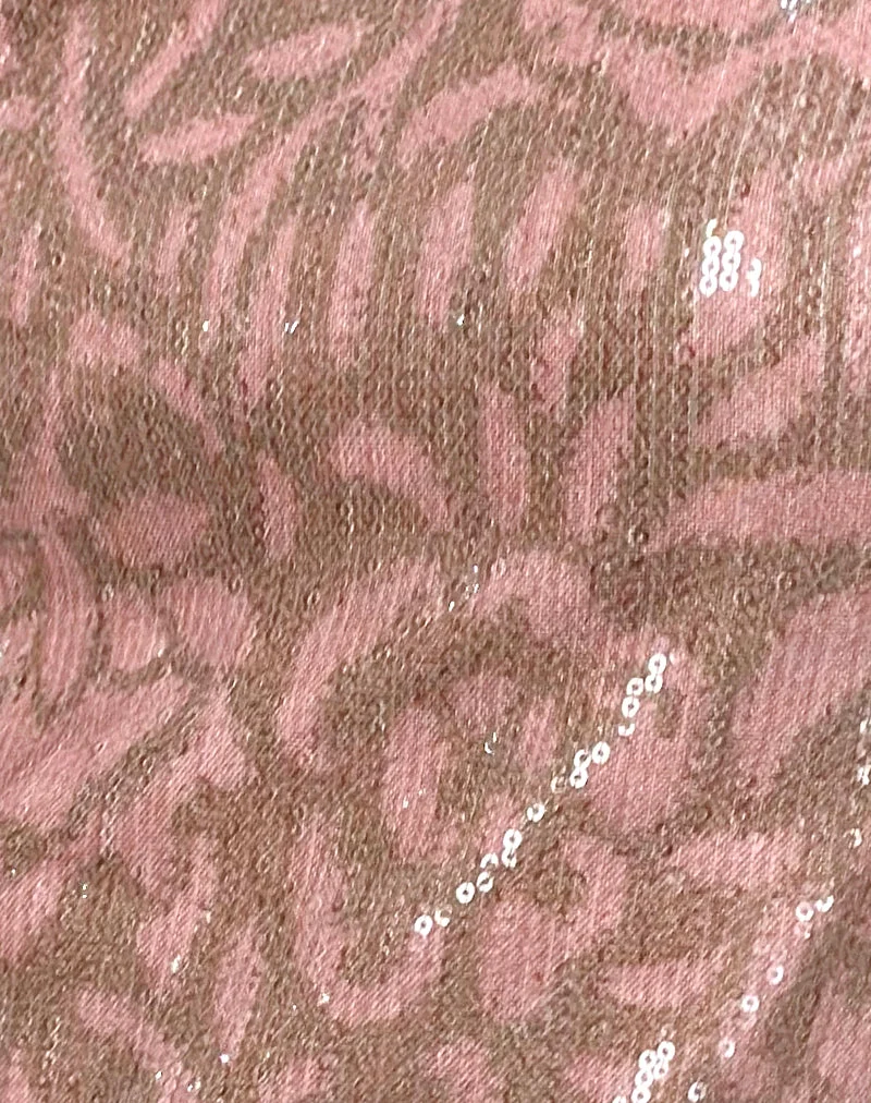 Tirich Neckholder-Top in Boho Batik Pailletten Rosa
